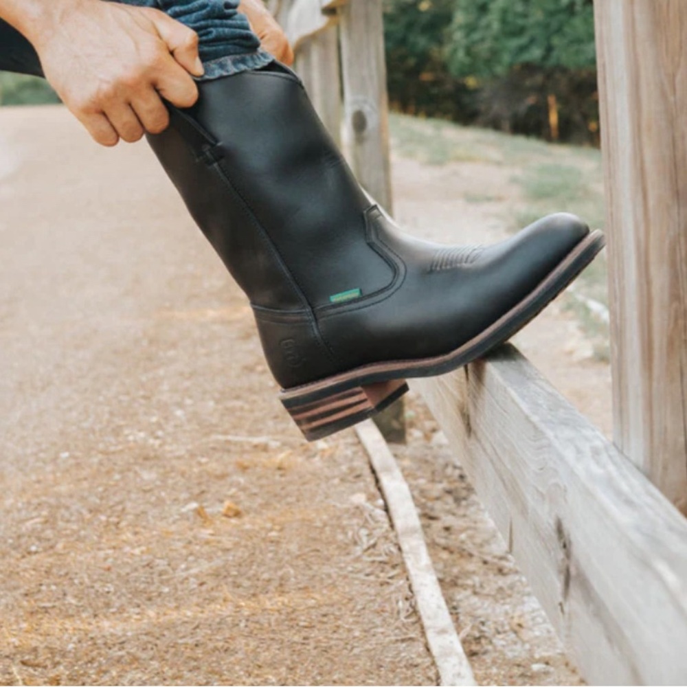 Dan Post Mens Albuquerque Waterproof Leather Cowboy Boot Sz14D Black Pull On F13 - Picture 1 of 12